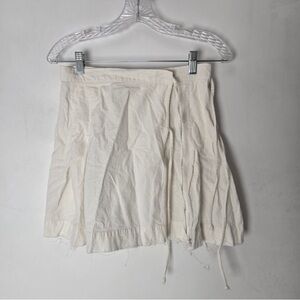 Free People White Cotton Wrap Mini Skirt Raw Hem Tie Waist Size S